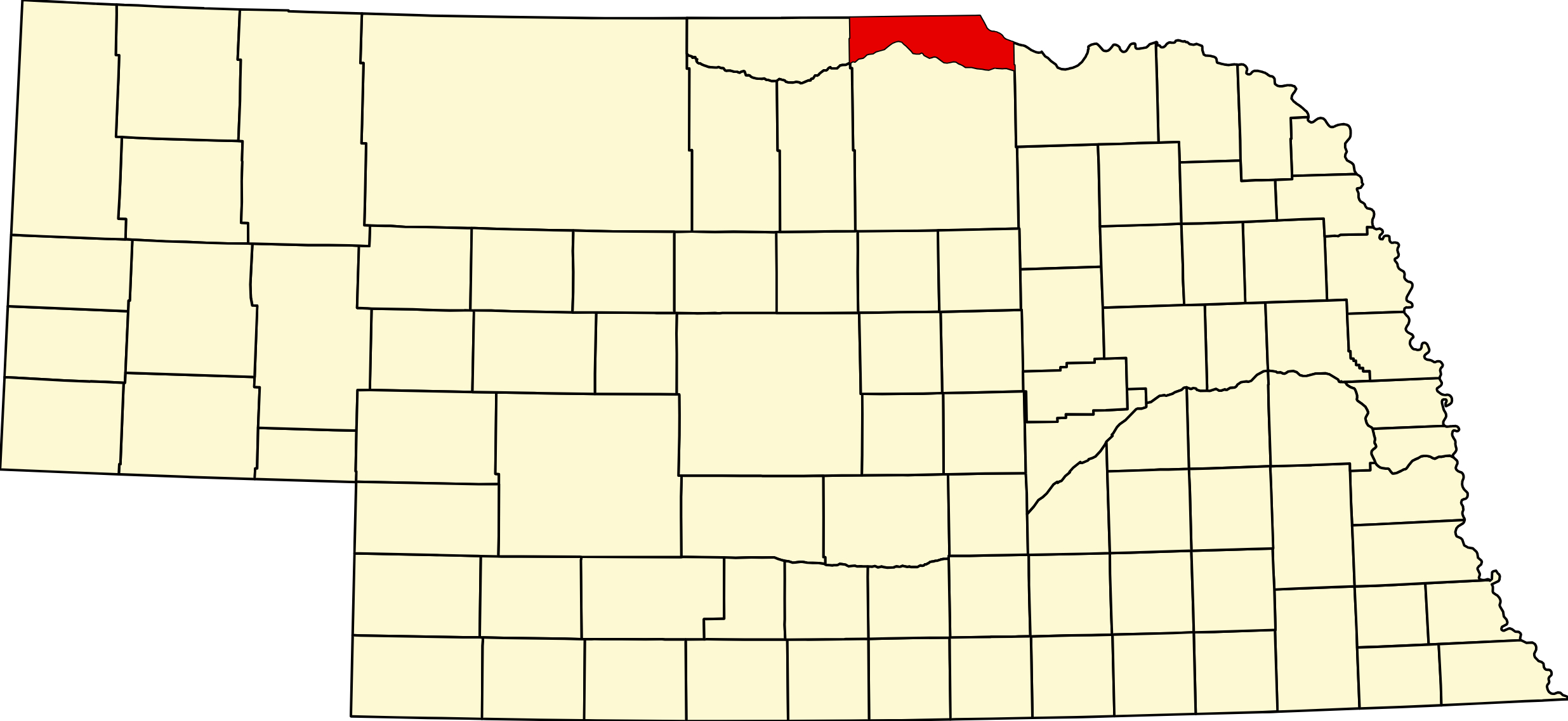 Map of Nebraska highlighting Boyd County