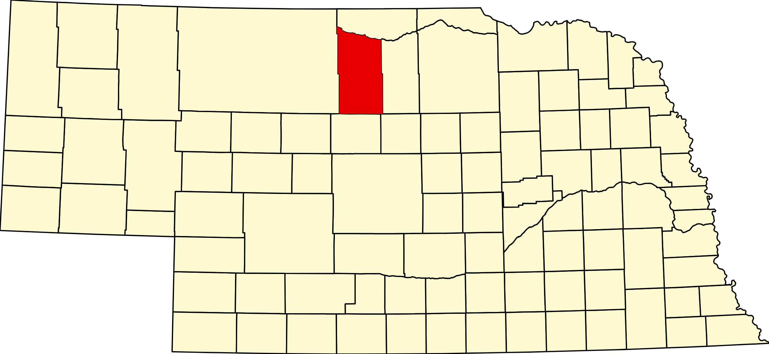Map of Nebraska highlighting Brown County