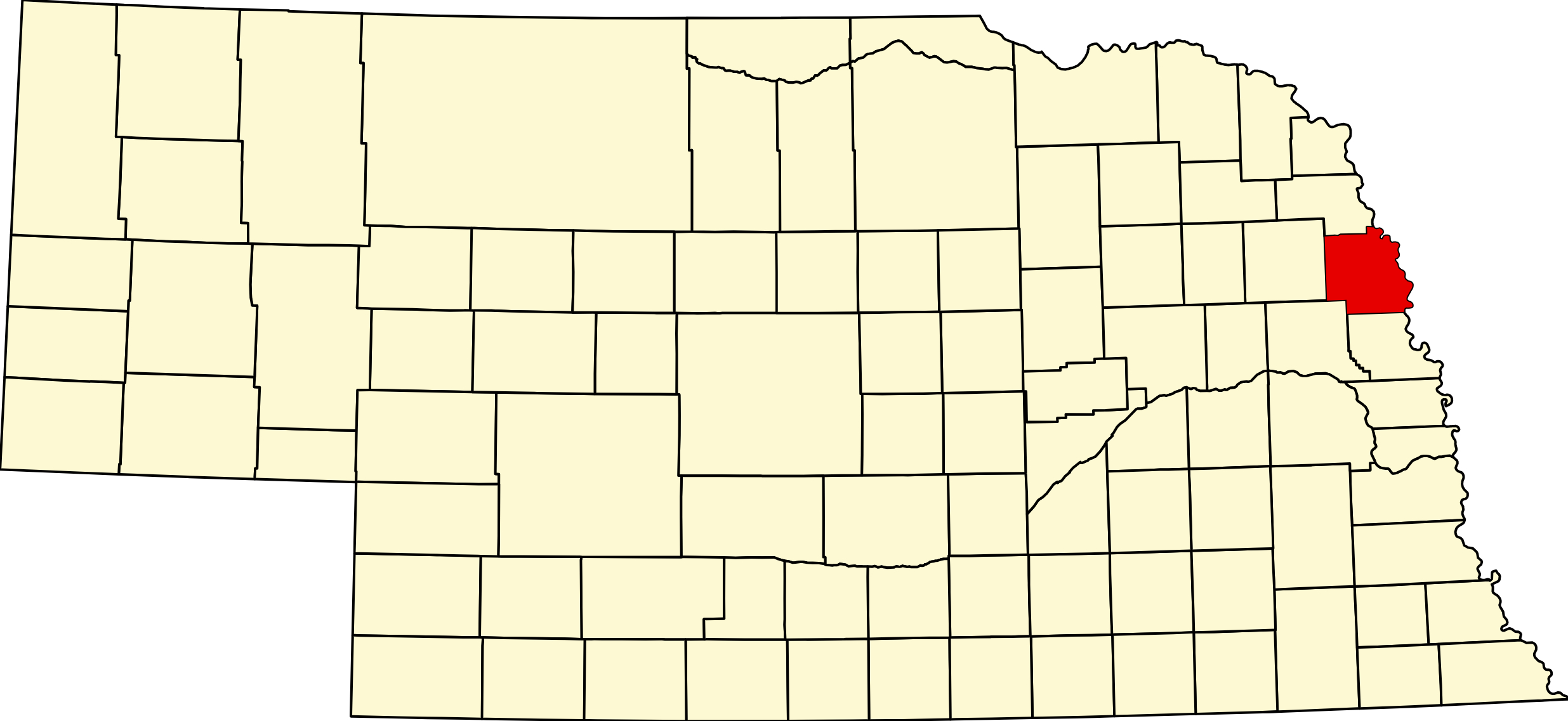 Map of Nebraska highlighting Burt County