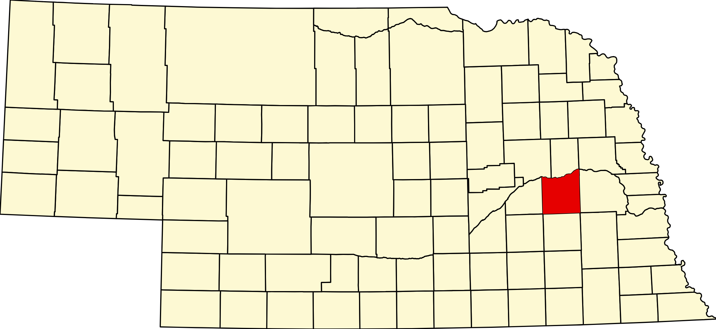 Map of Nebraska highlighting Butler County