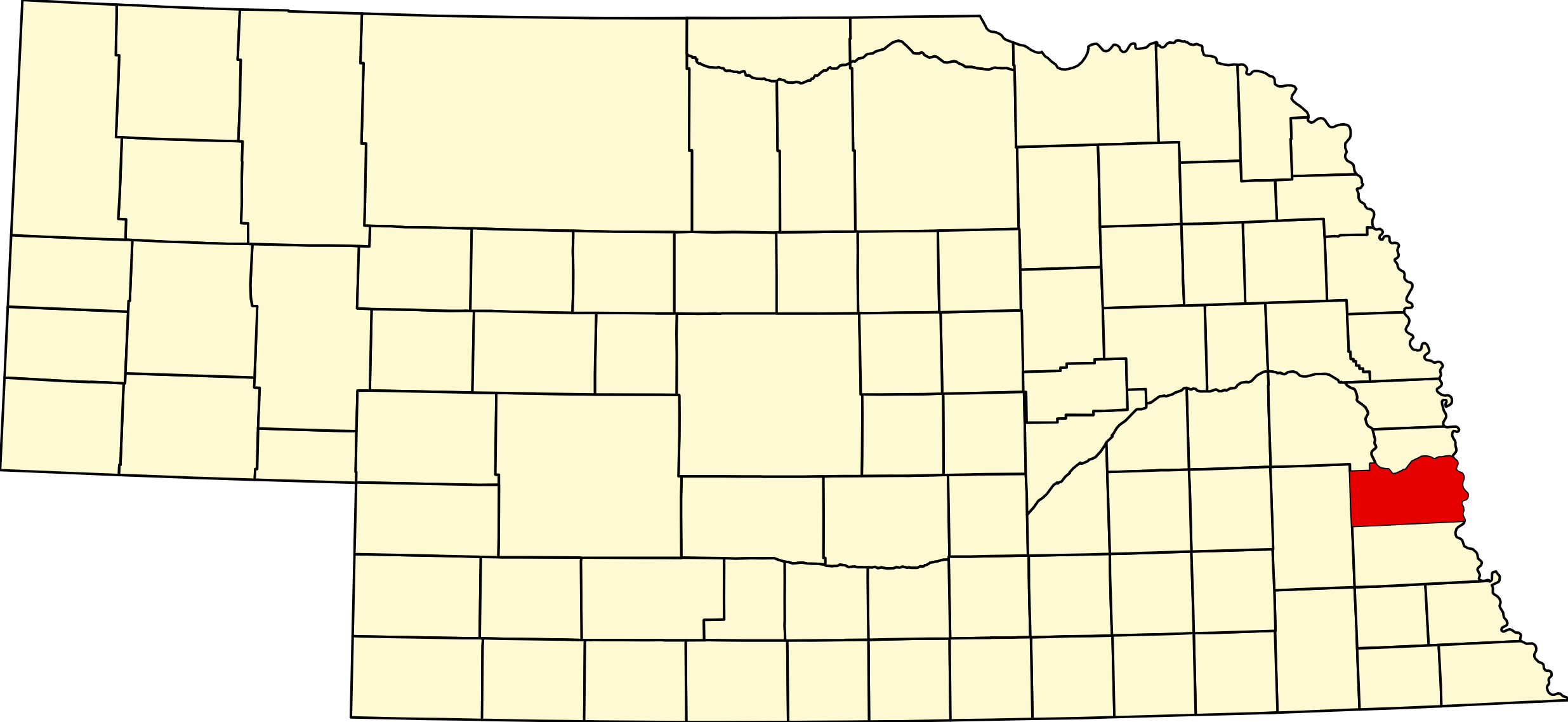 Map of Nebraska highlighting Cass County