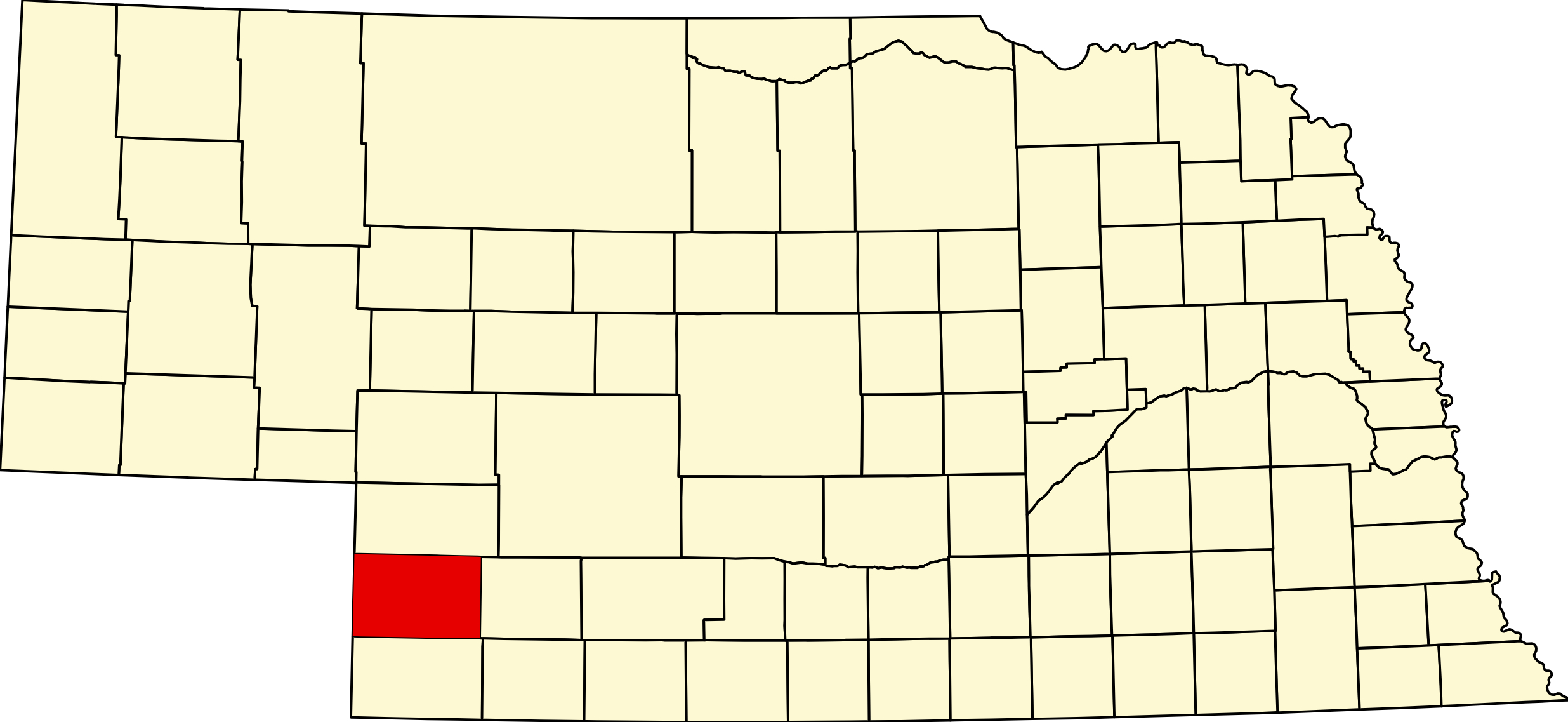 Map of Nebraska highlighting Chase County