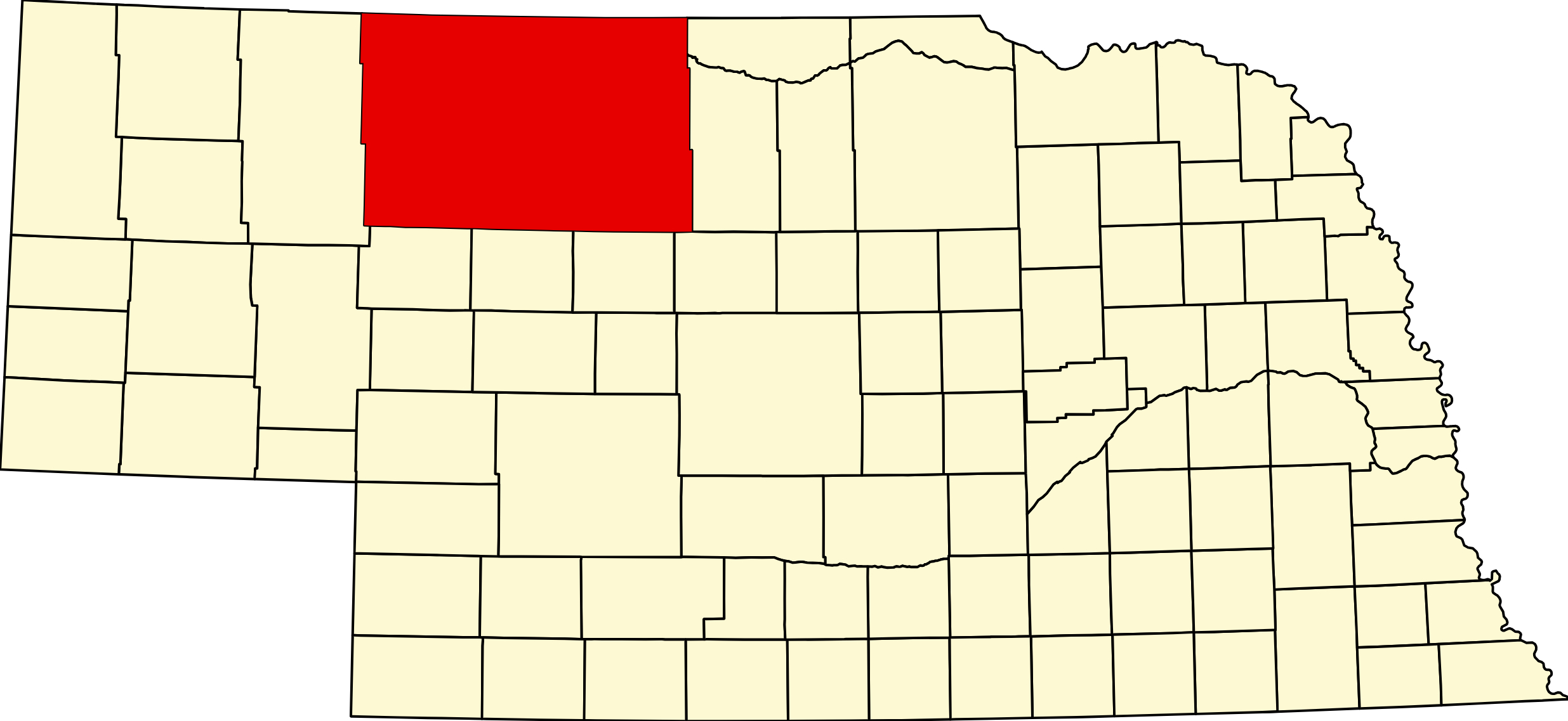 Map of Nebraska highlighting Cherry County