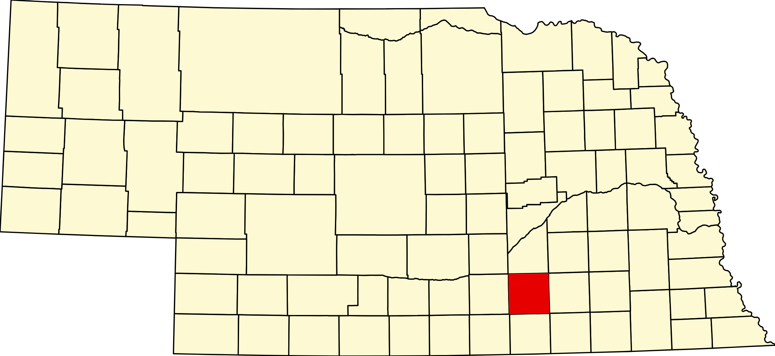 Map of Nebraska highlighting Clay County