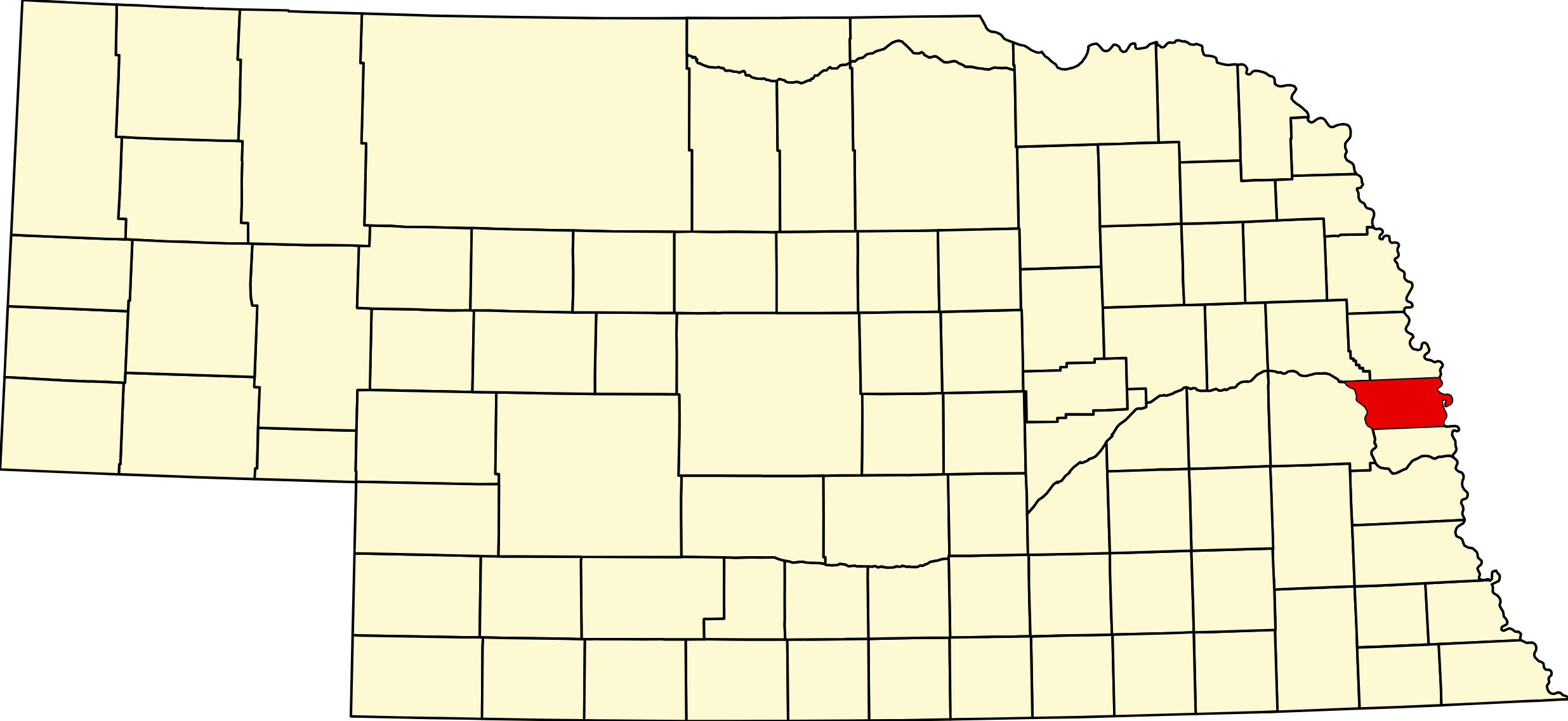 Map of Nebraska highlighting Douglas County