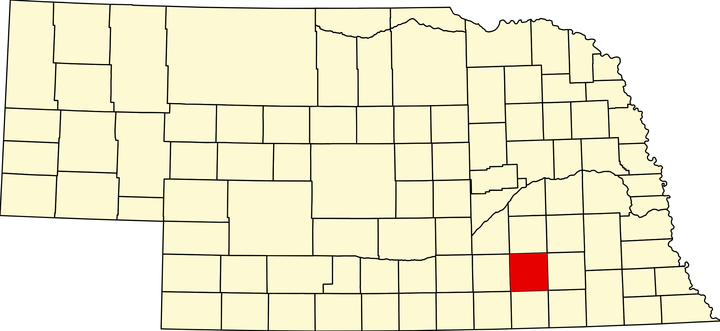 Map of Nebraska highlighting Fillmore County