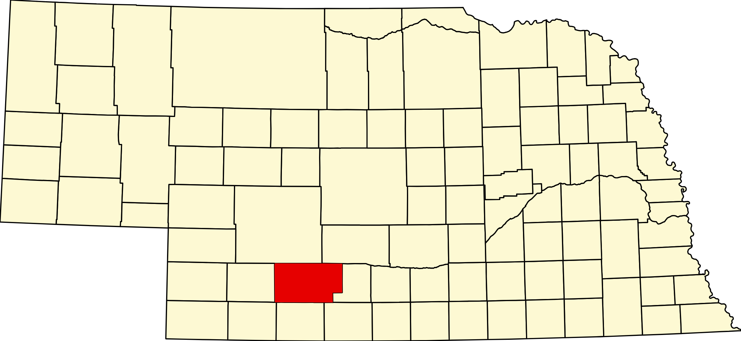 Map of Nebraska highlighting Frontier County Nebraska
