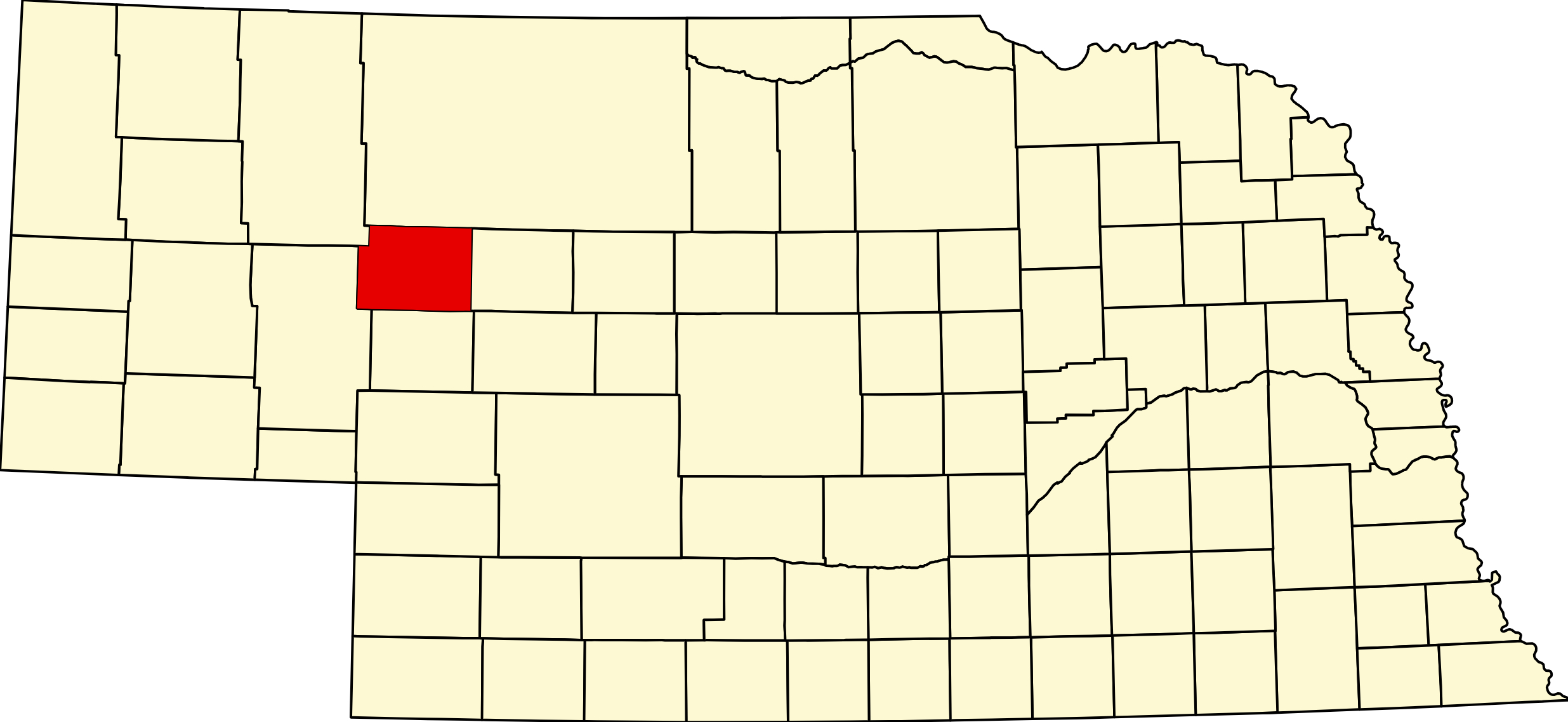 Map of Nebraska highlighting Grant County