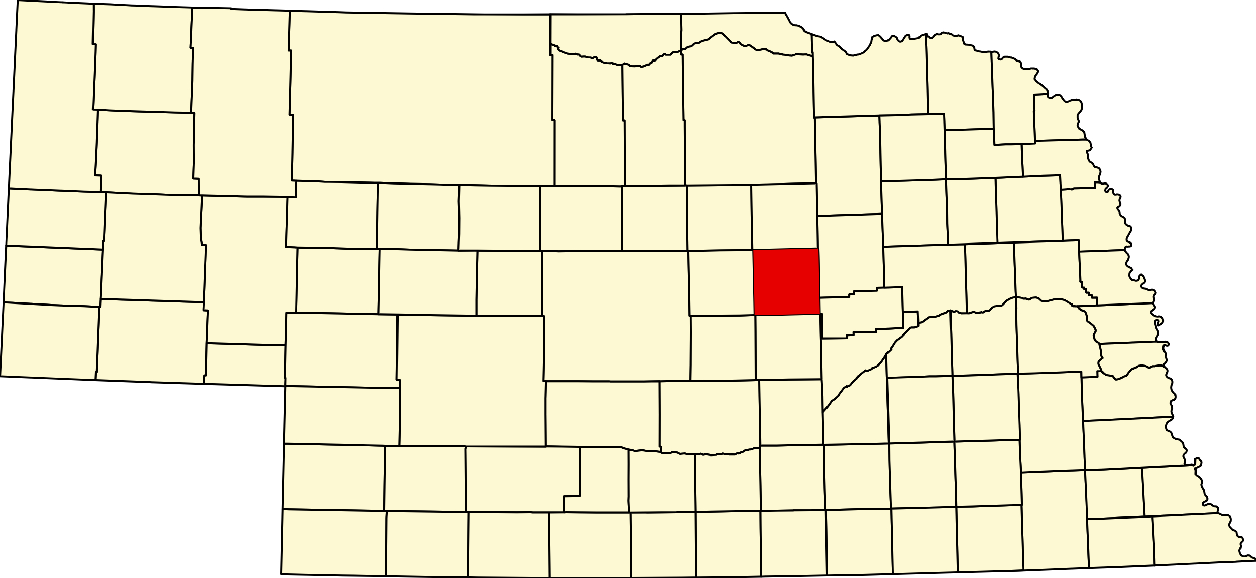 Map of Nebraska highlighting Greeley County