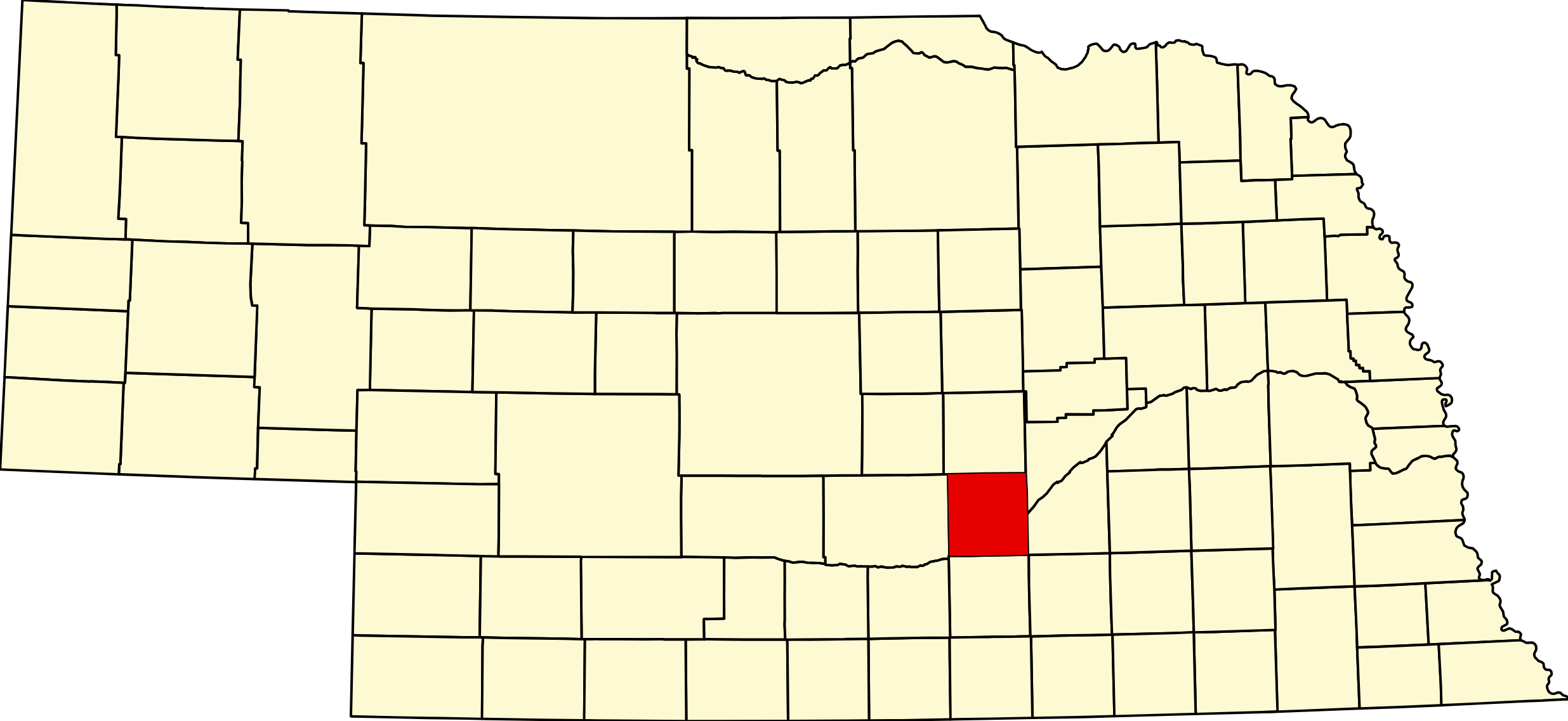 Map of Nebraska highlighting Hall County