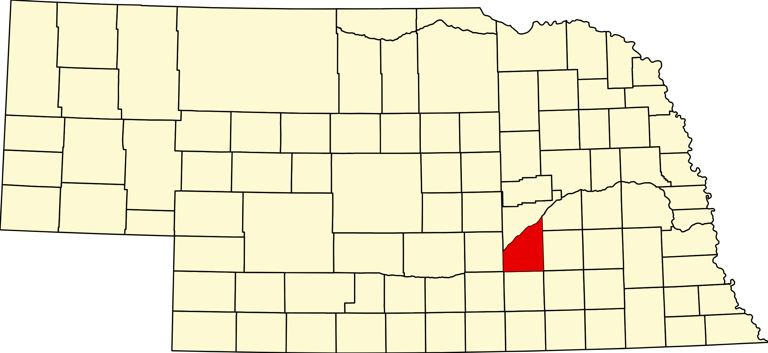 Map of Nebraska highlighting Hamilton County