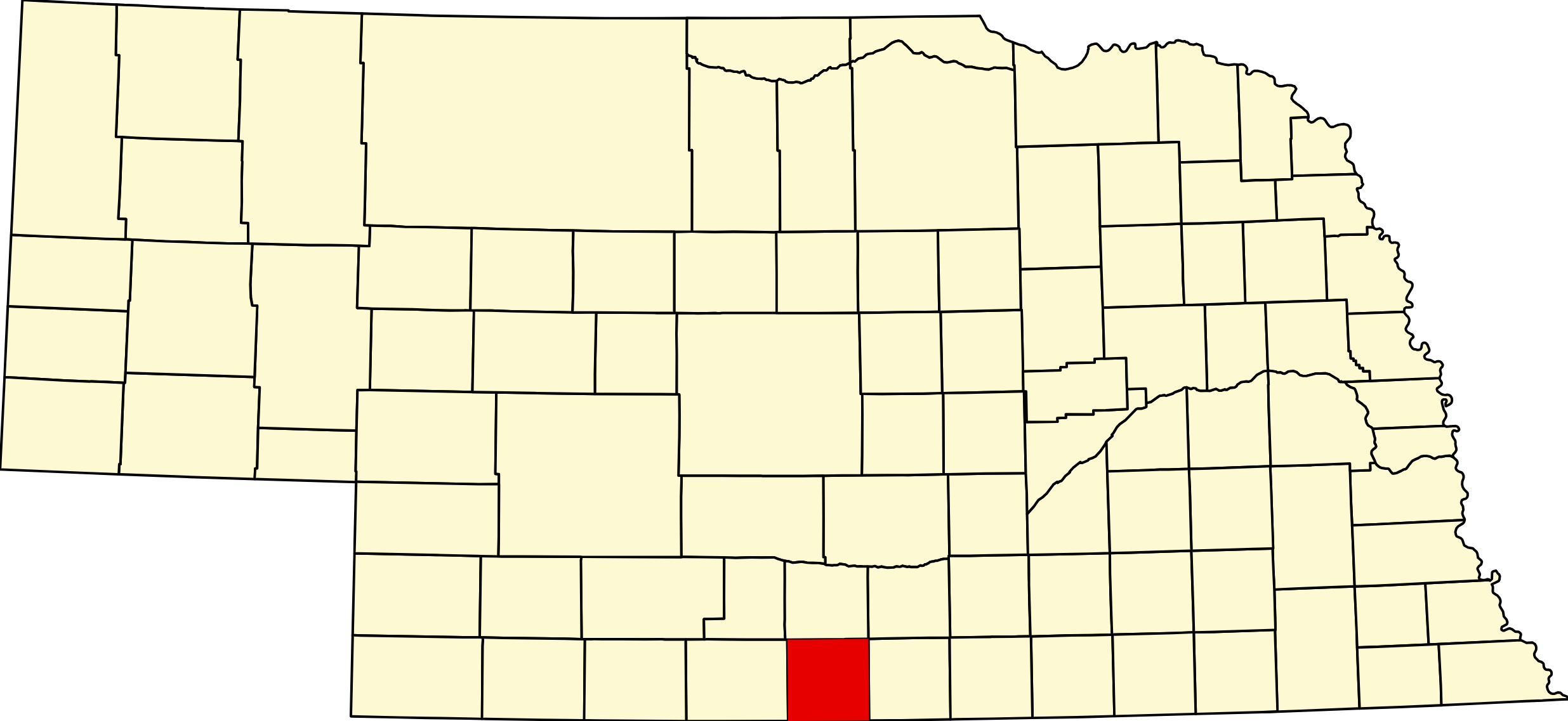 Map of Nebraska highlighting Harlan County