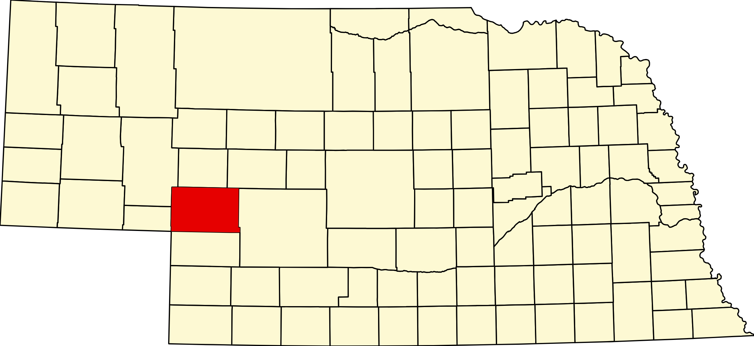 Map of Nebraska highlighting Keith County