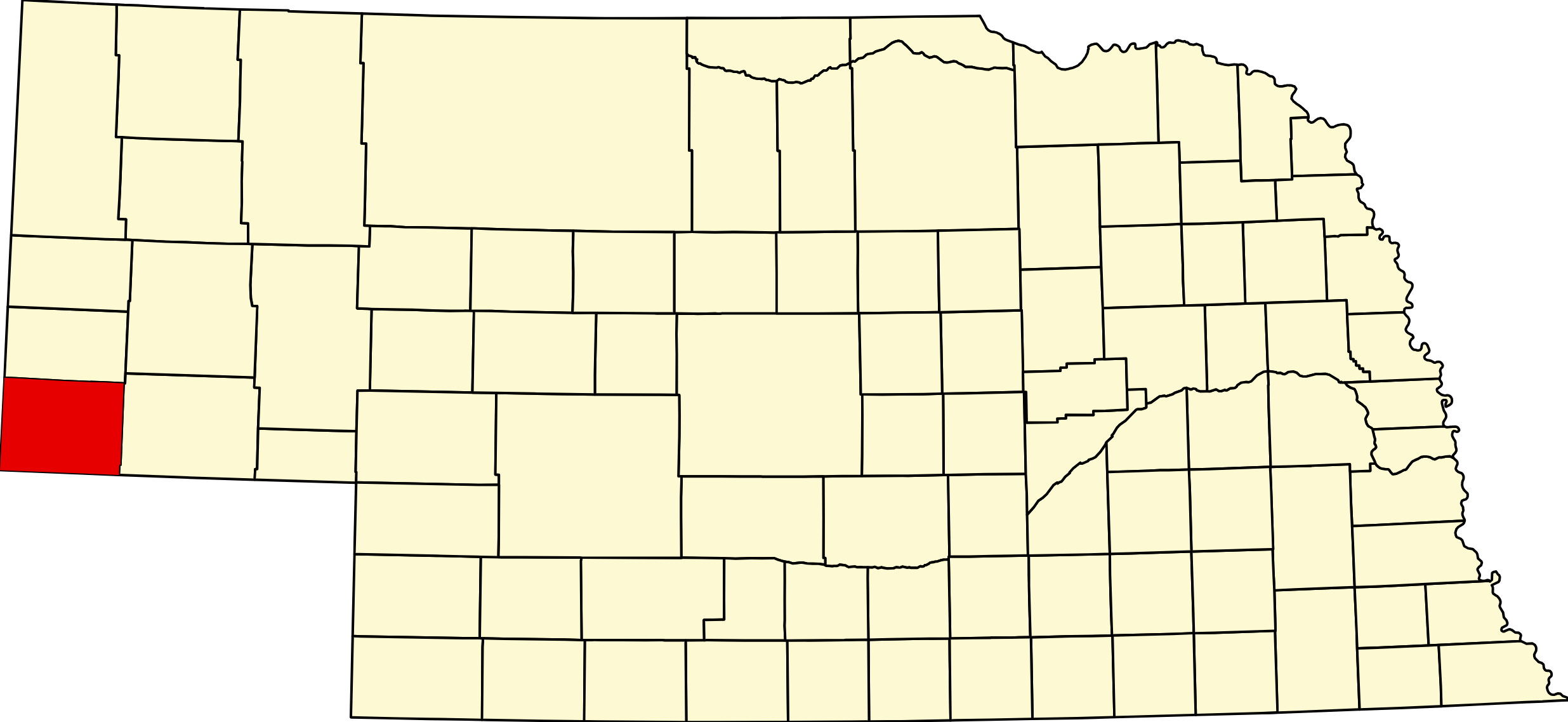 Map of Nebraska highlighting Kimball County
