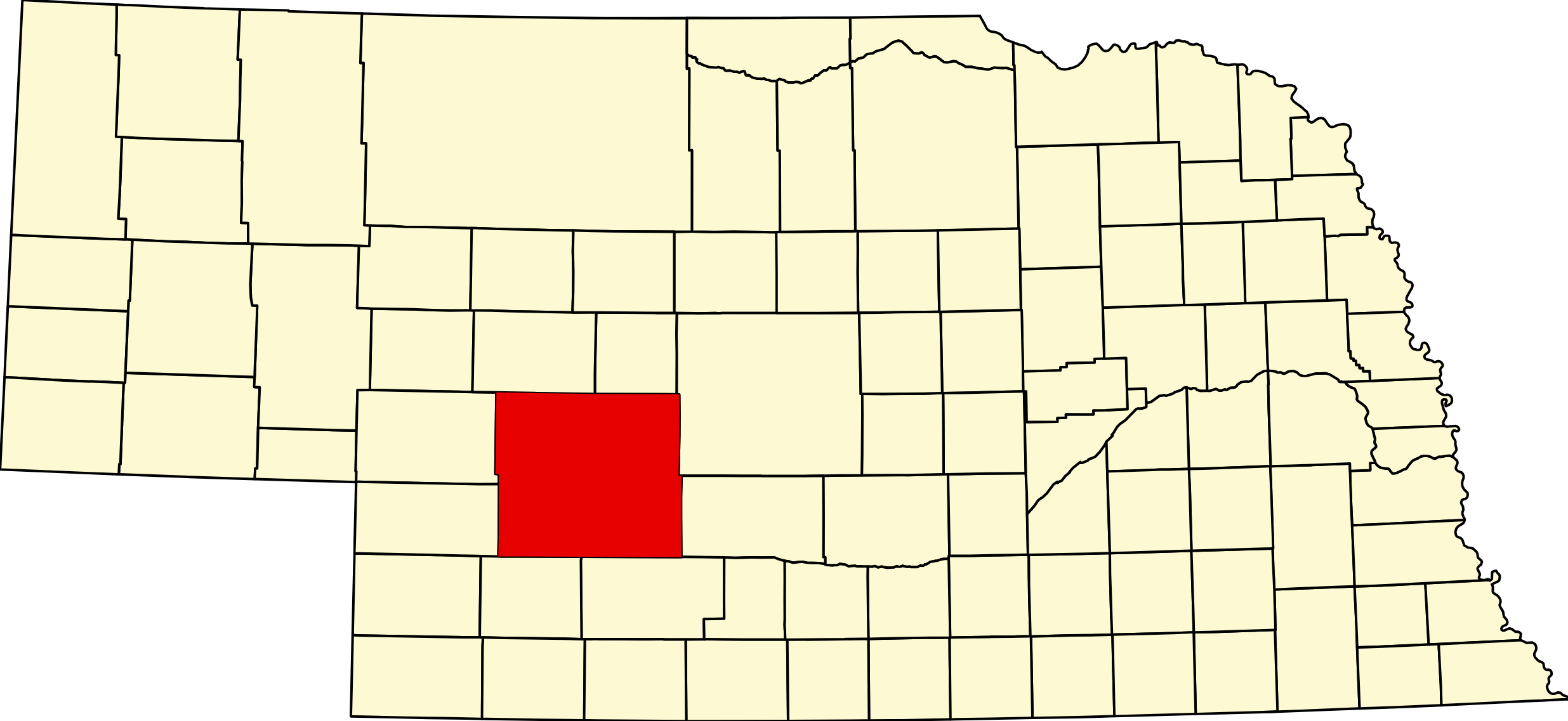Map of Nebraska highlighting Lincoln County