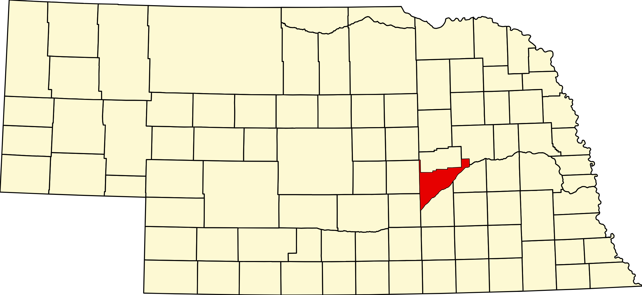 Map of Nebraska highlighting Merrick County