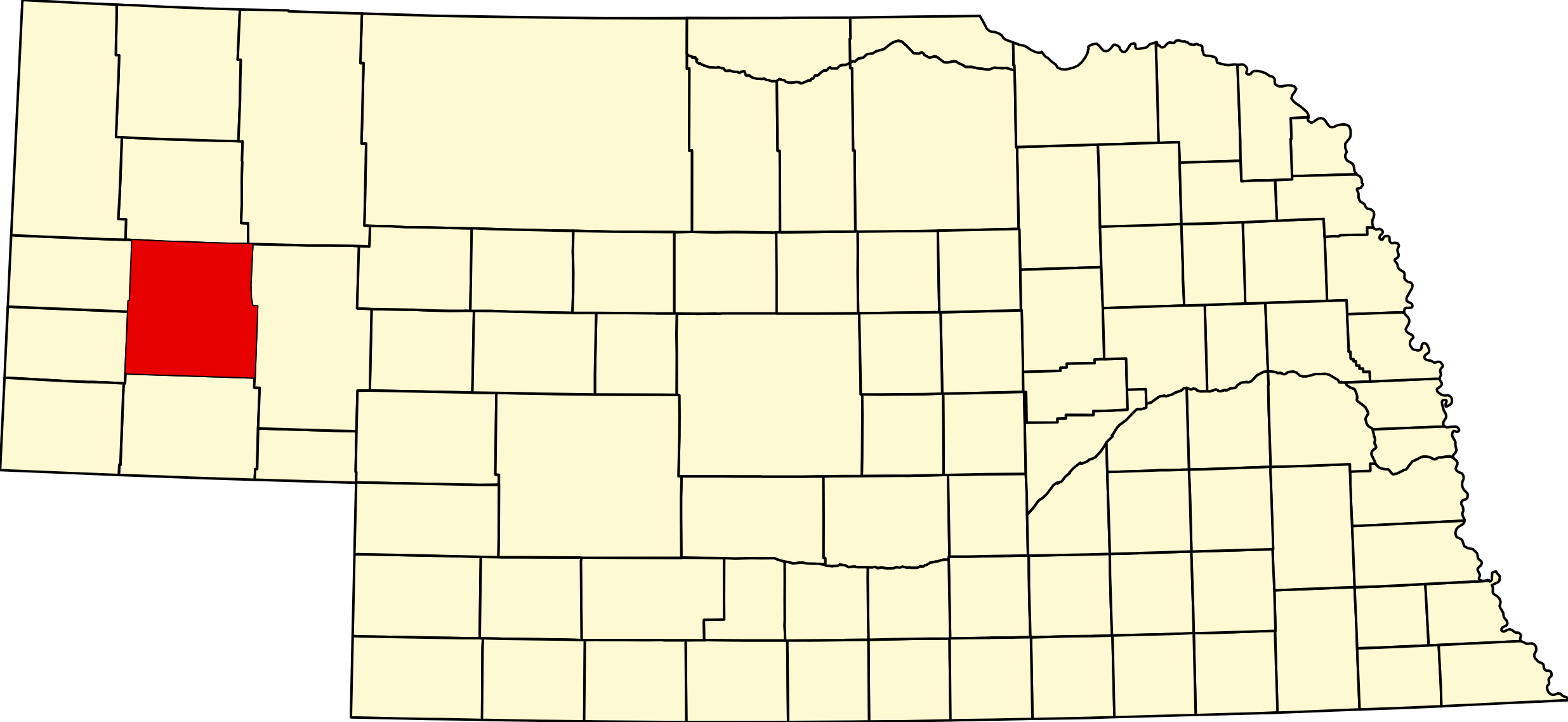 Map of Nebraska highlighting Morrill County