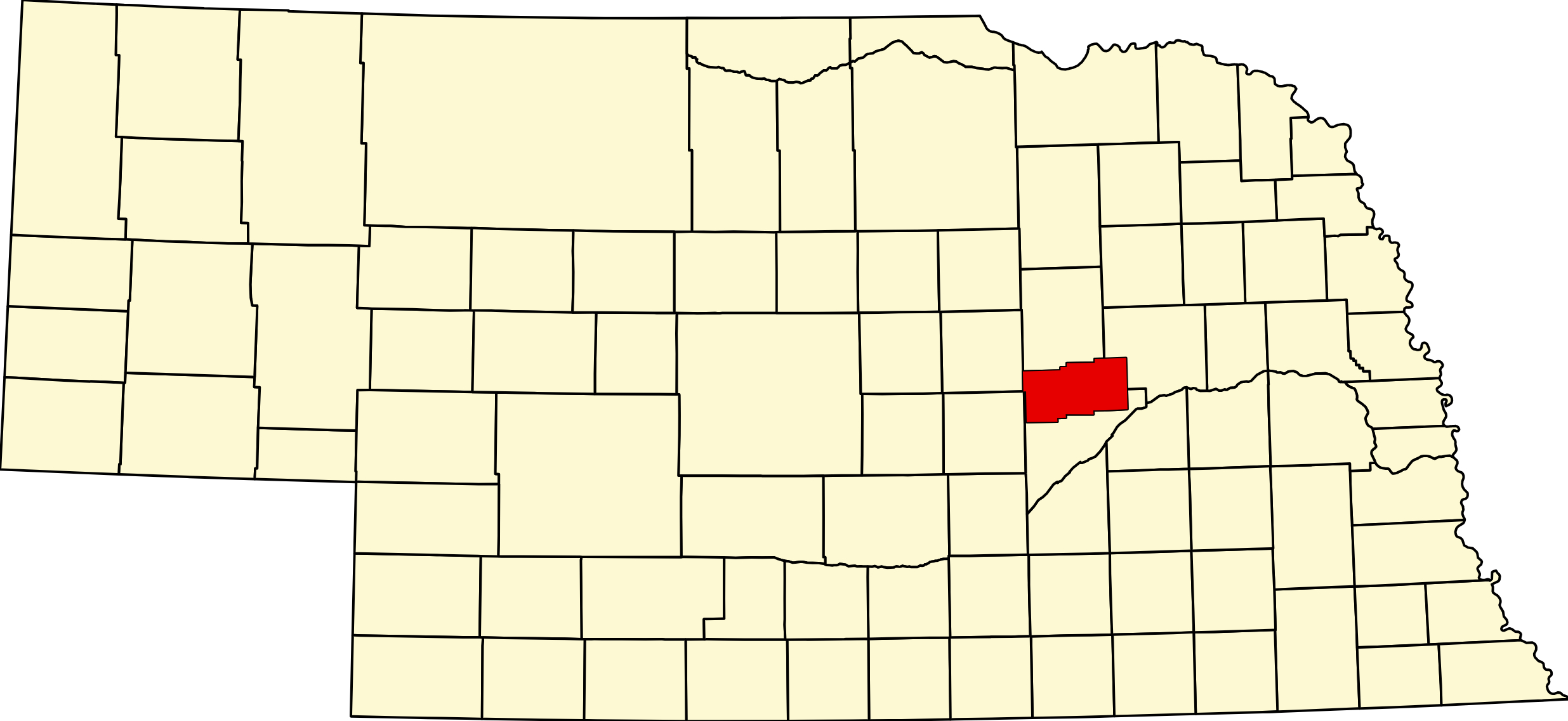 Map of Nebraska highlighting Nance County