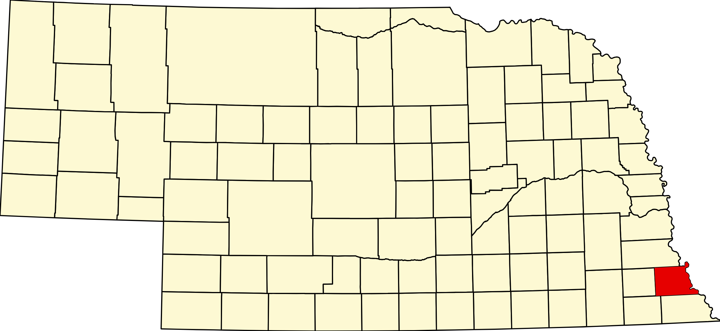 Map of Nebraska highlighting Nemaha County