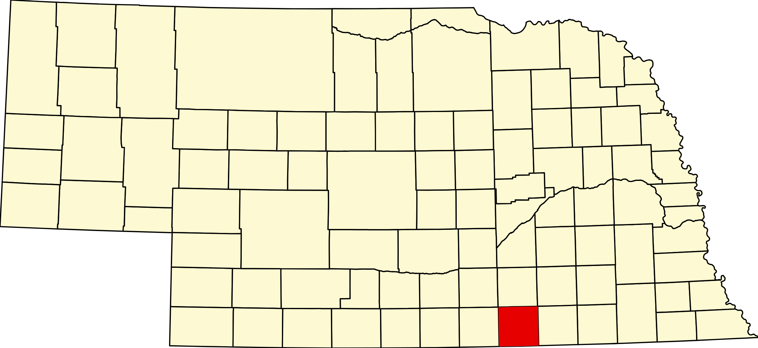 Map of Nebraska highlighting Nuckolls County