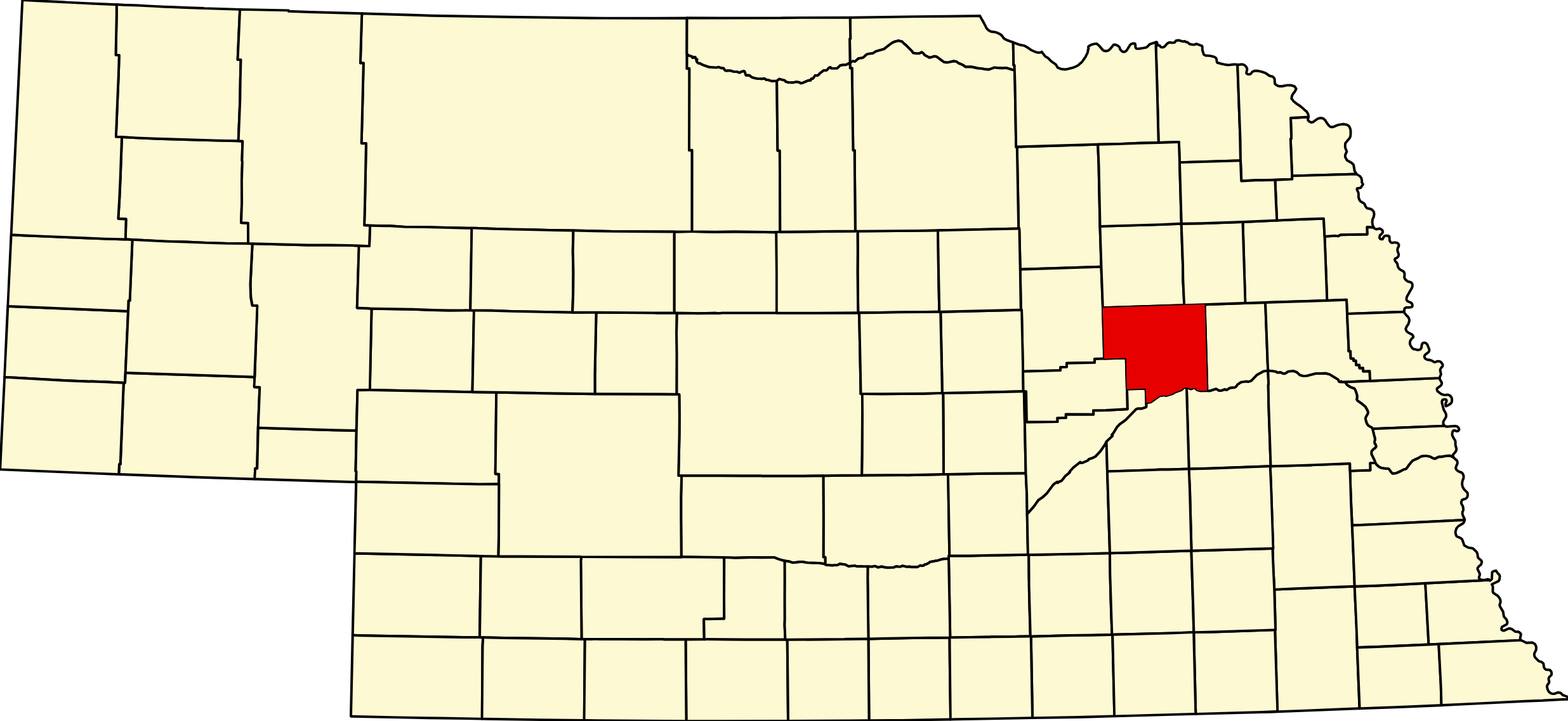 Map of Nebraska highlighting Platte County