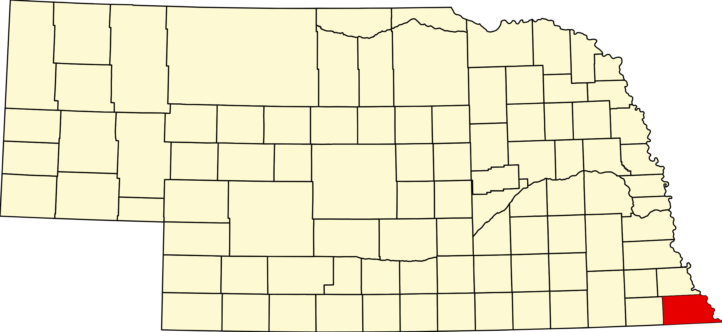 Map of Nebraska highlighting Richardson County