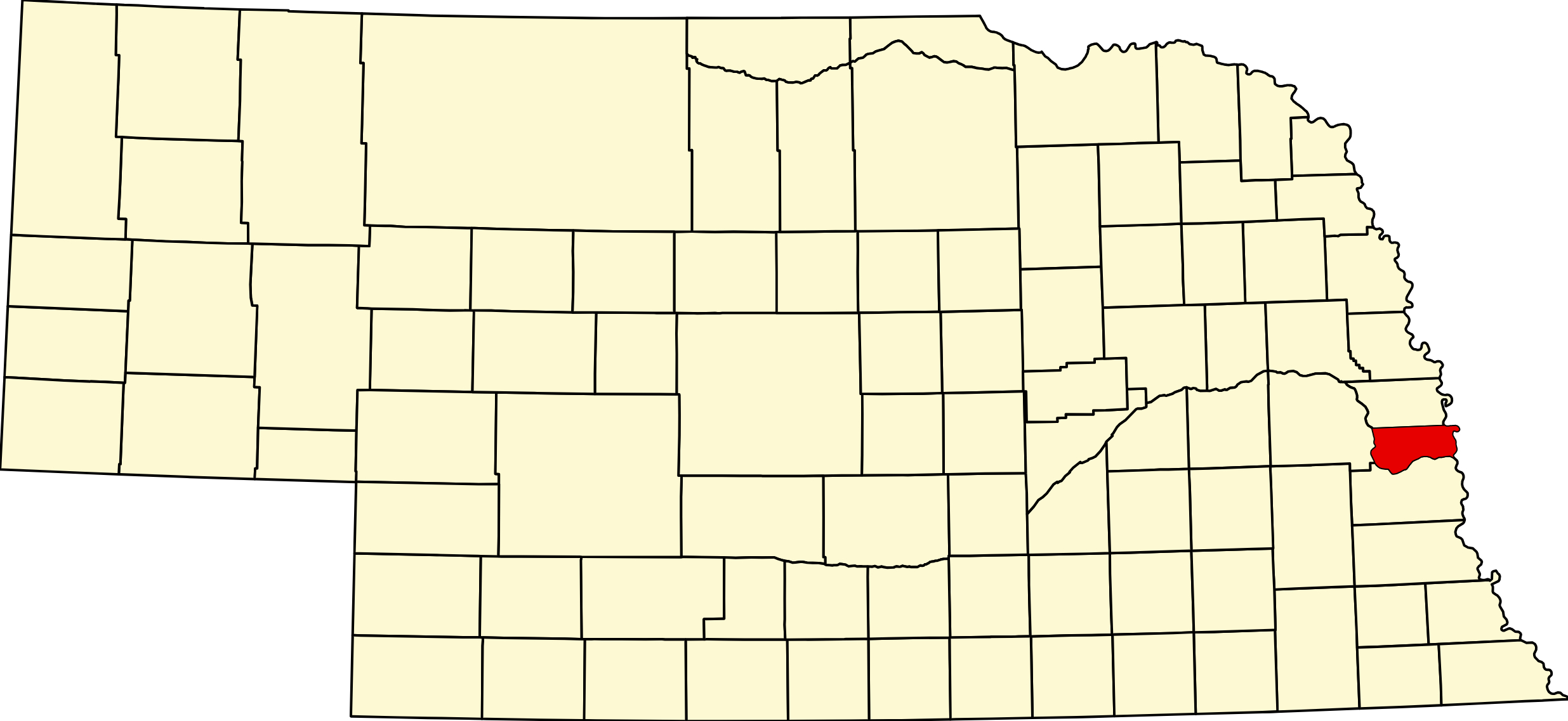 Map of Nebraska highlighting Sarpy County