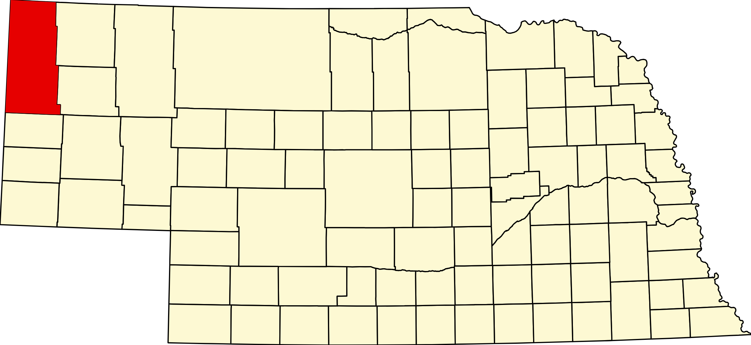 Map of Nebraska highlighting Sioux County Nebraska