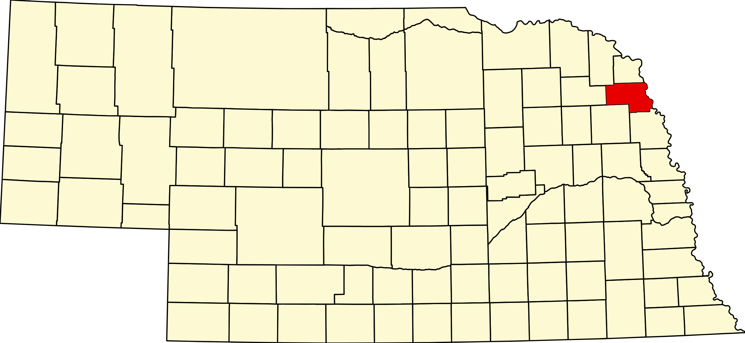 Map of Nebraska highlighting Thurston County Nebraska