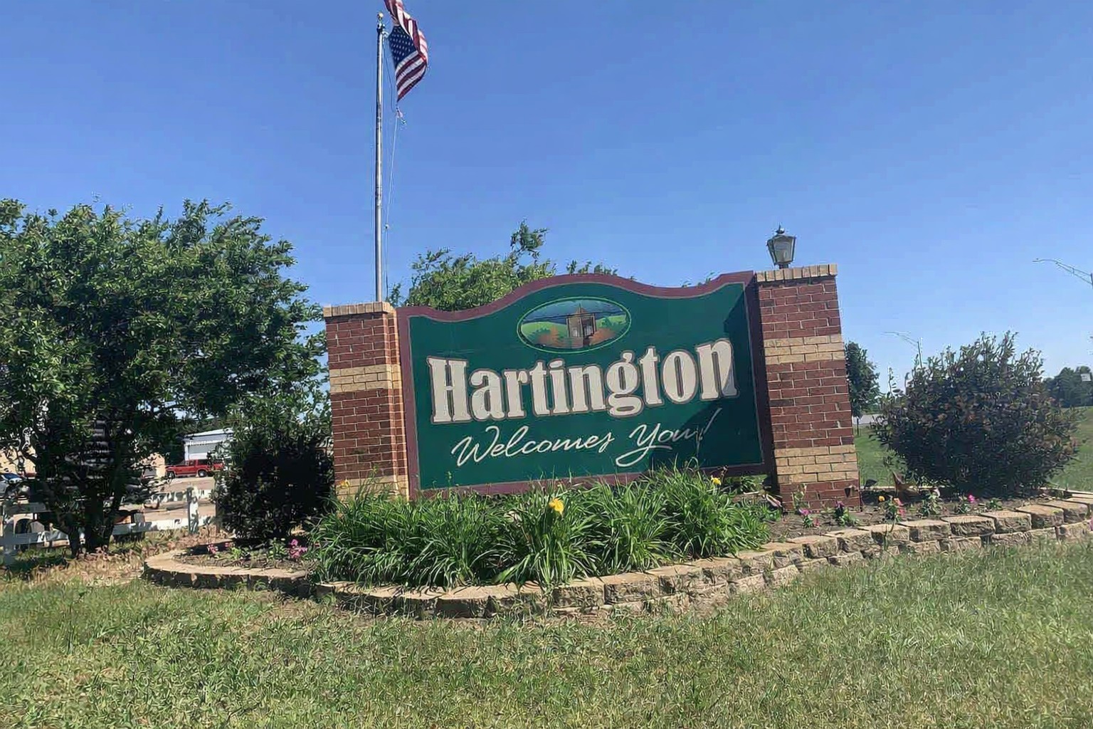 Welcome Sign at Hartington Nebraska Welcome Sign at Hartington Nebraska