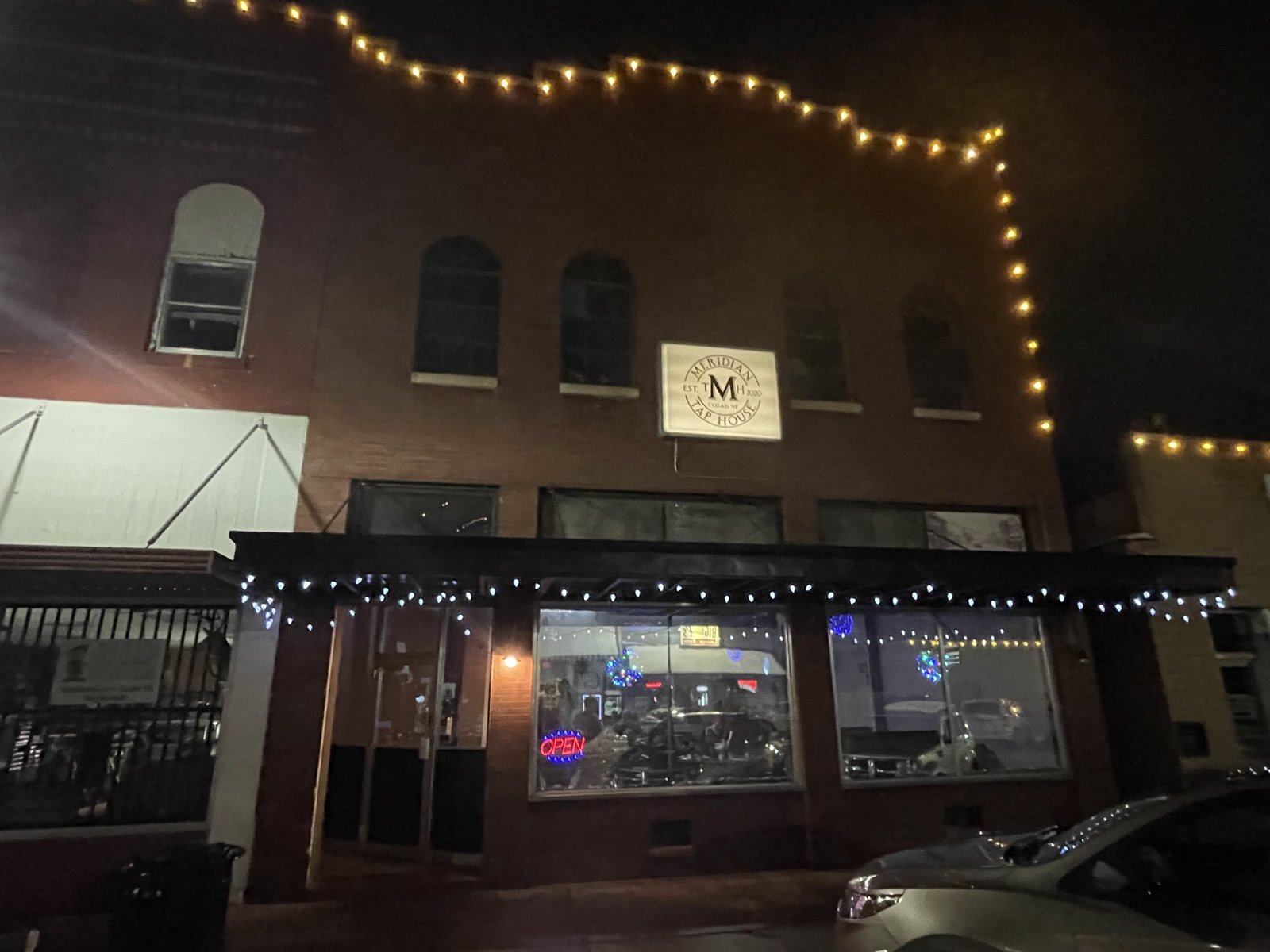 Meridian Tap House at night, Cozad, Nebraska Meridian Tap House at night, Cozad, Nebraska