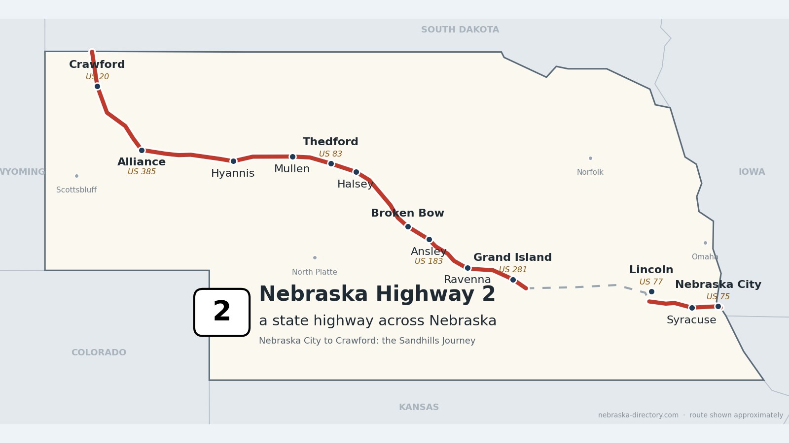 Nebraska-Highway-2-Map Map of Nebraska Highway 2