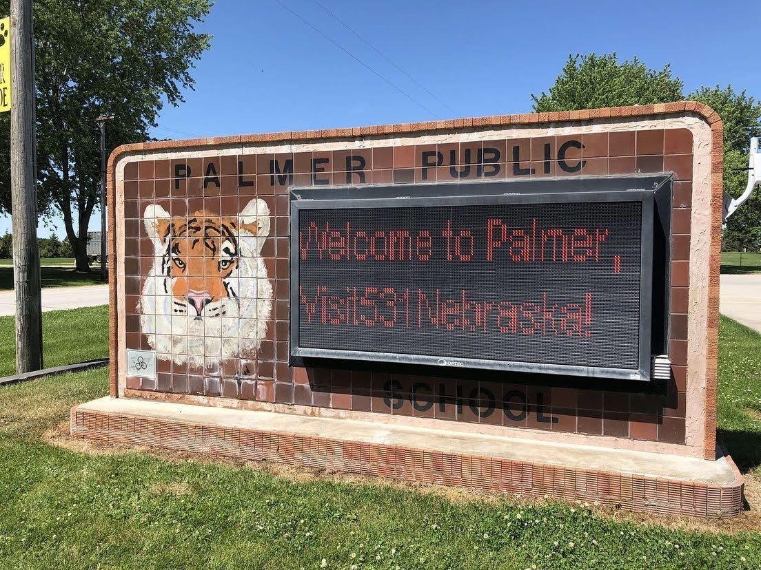 Palmer Public Schools sign, Palmer, Nebraska Palmer Public Schools sign, Palmer, Nebraska