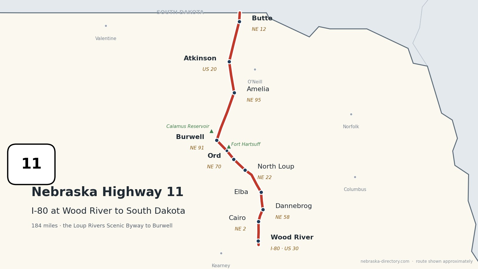 Map of Nebraska Highway 11