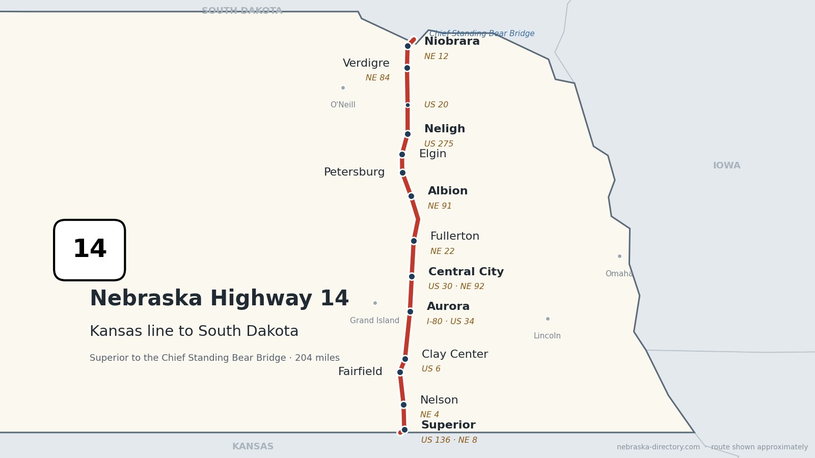 Map of Nebraska Highway 14