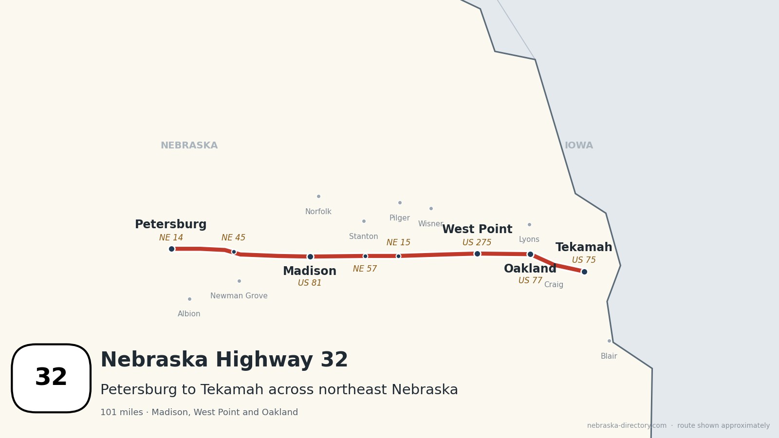 Map of Nebraska Highway 32