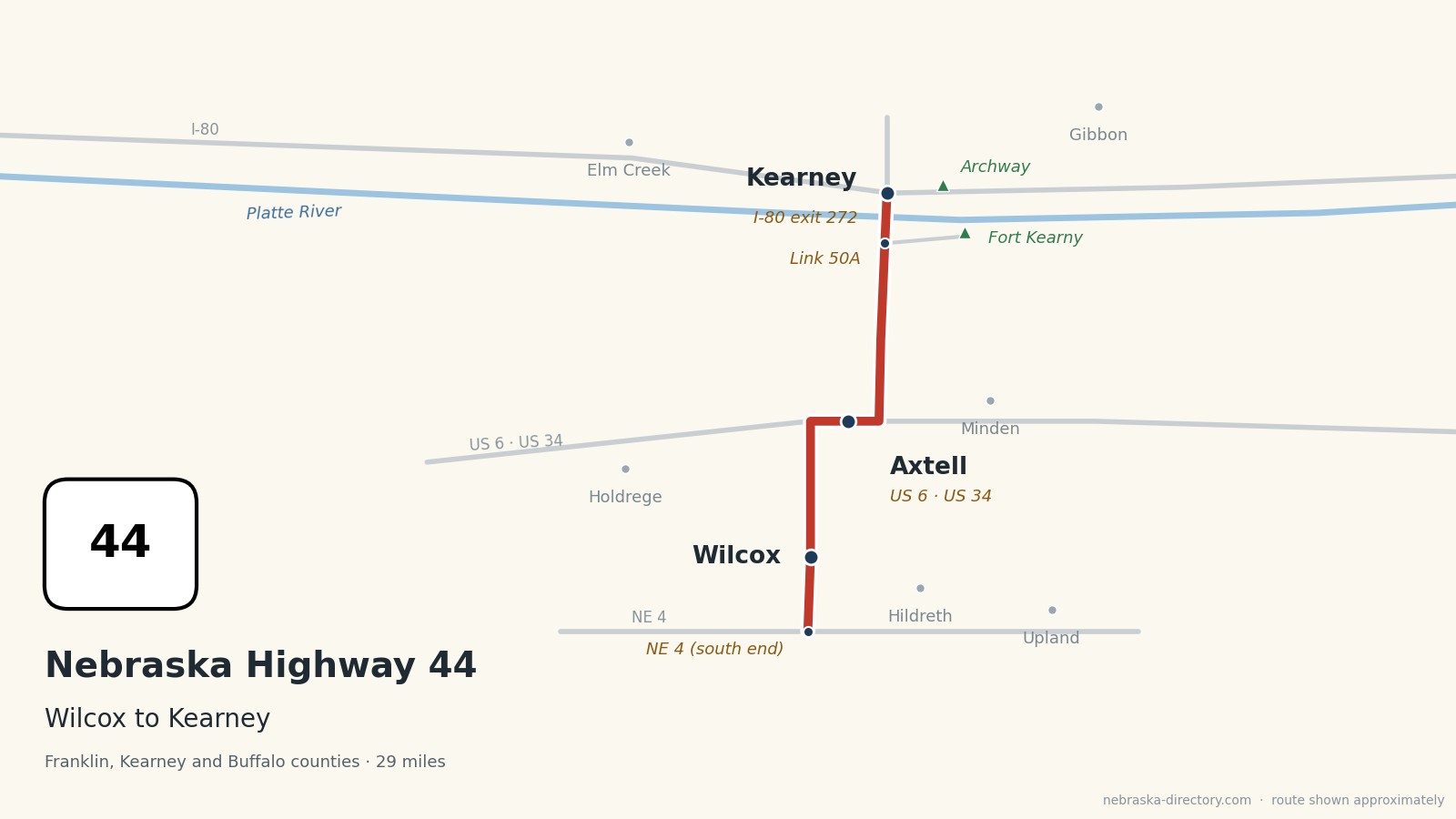 Map of Nebraska Highway 44