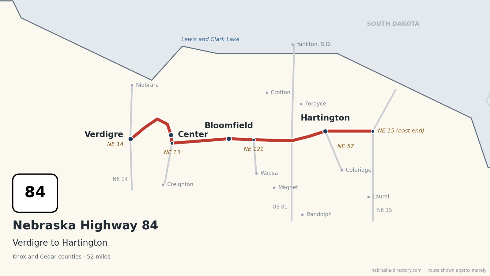 Map of Nebraska Highway 84