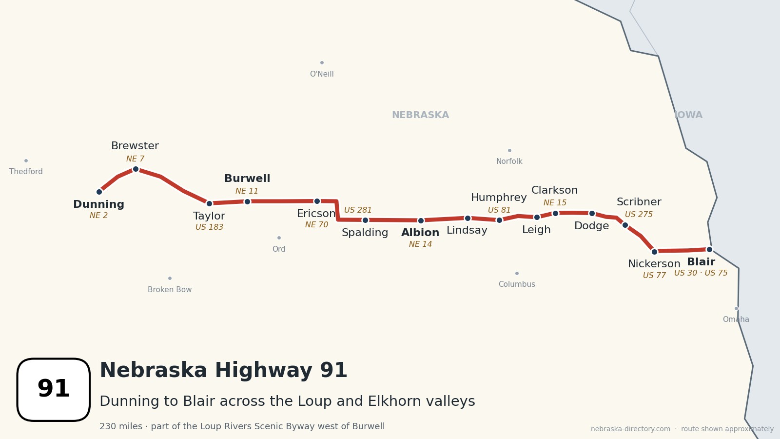 Nebraska-Highway-91-Map Map of Nebraska Highway 91