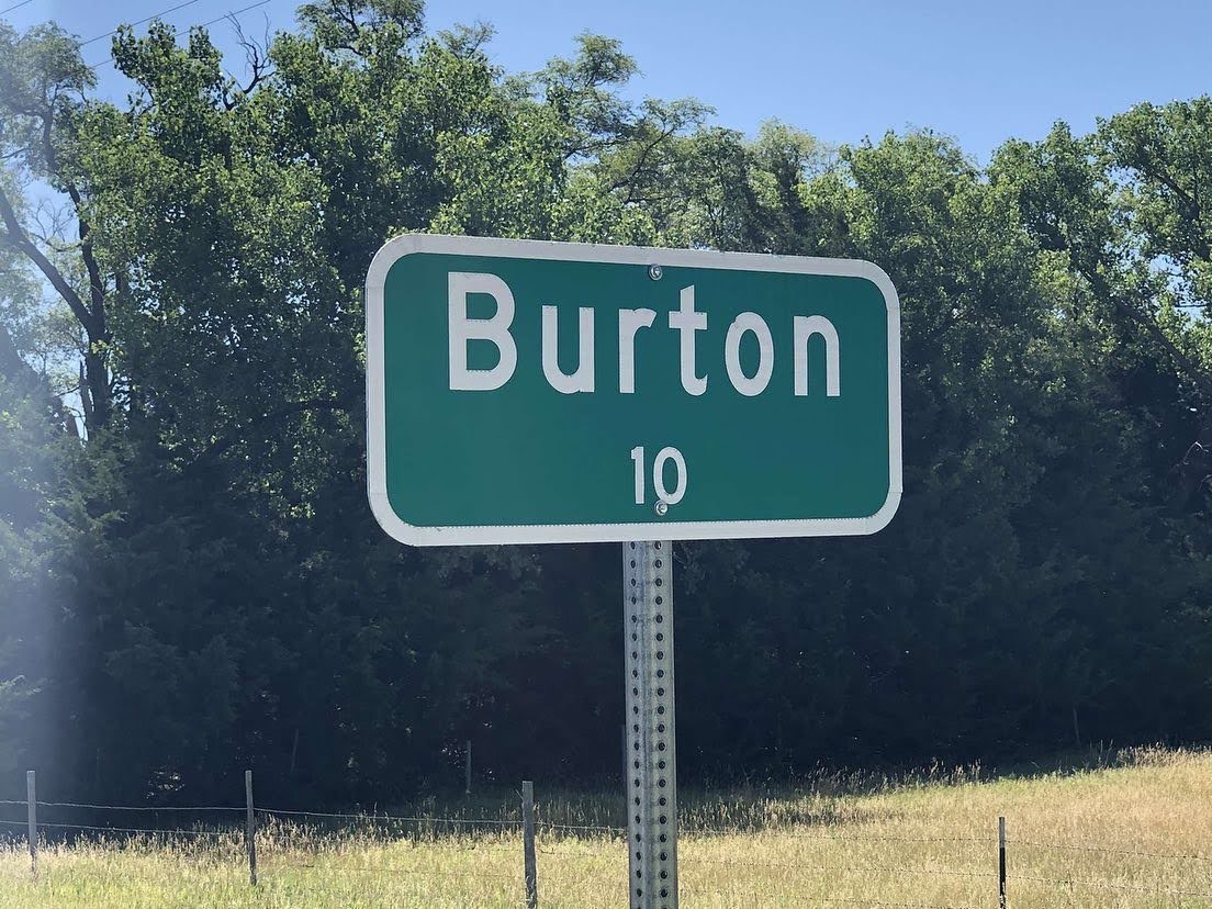 Burton town sign, Burton, Nebraska