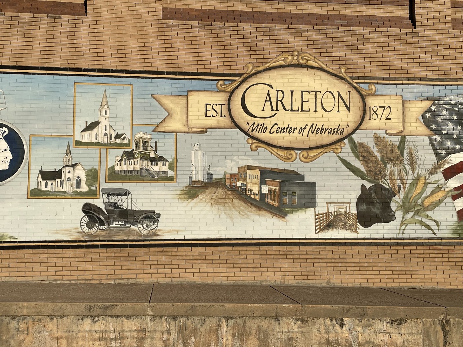 Town history mural, Carleton, Nebraska