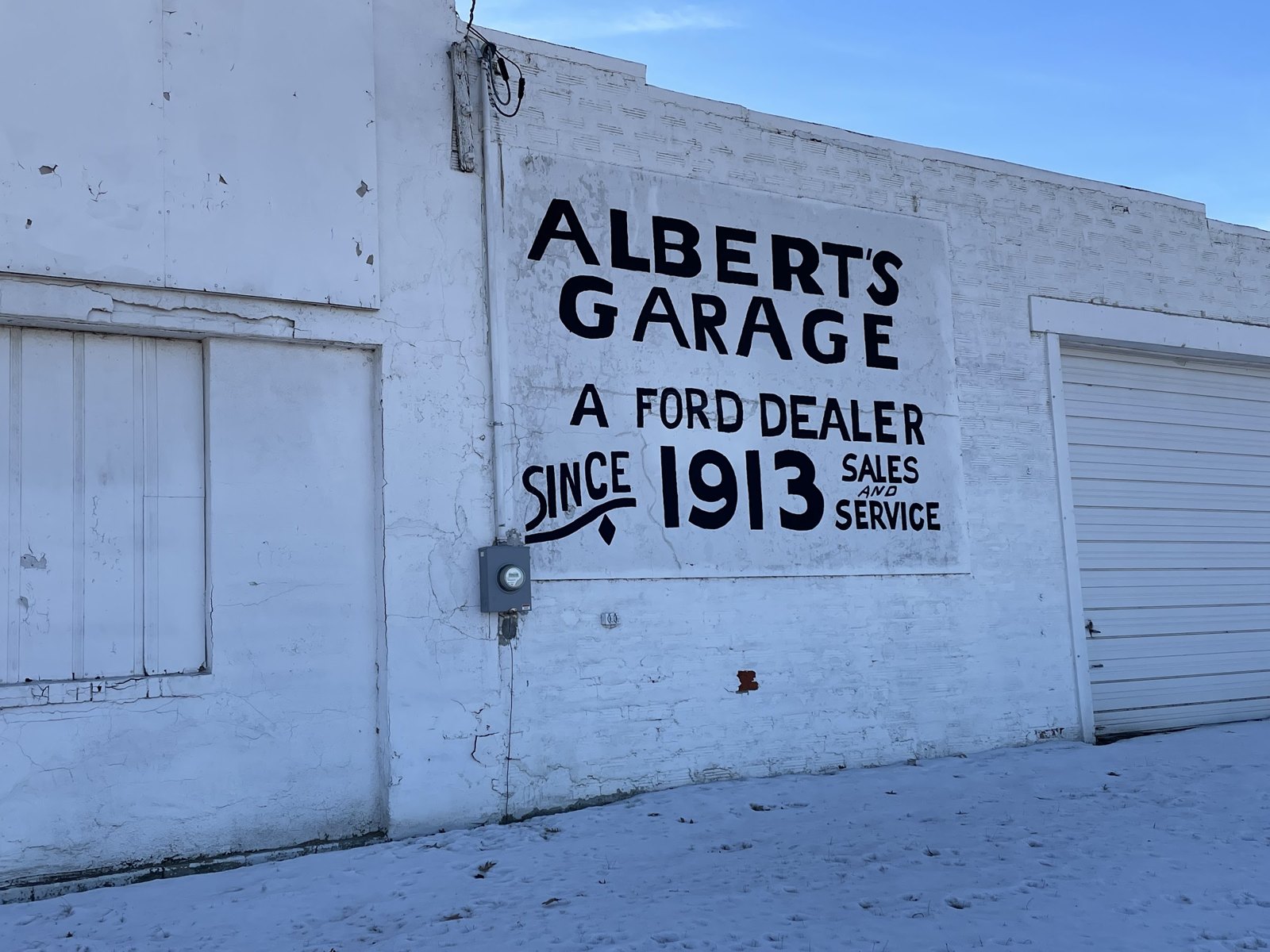 Alberts Garage ghost sign, Filley, Nebraska