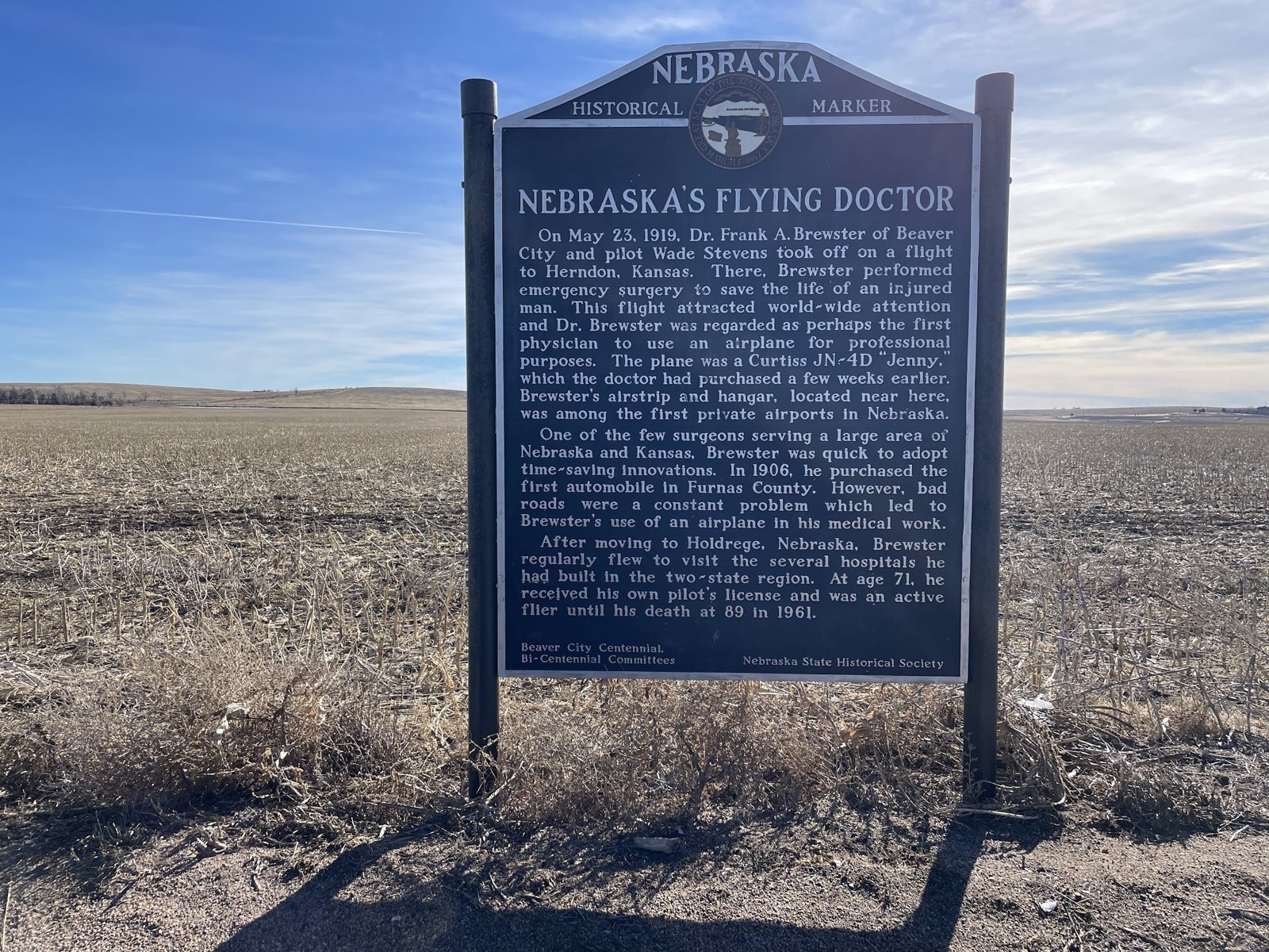 Nebraska’s Flying Doctor Historical Marker Nebraska’s Flying Doctor Historical Marker