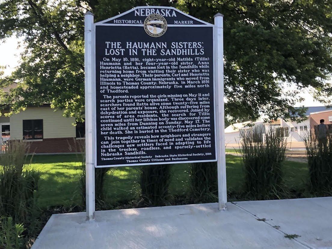 The Haumann Sisters: Lost in the Sandhills (Historical Marker)