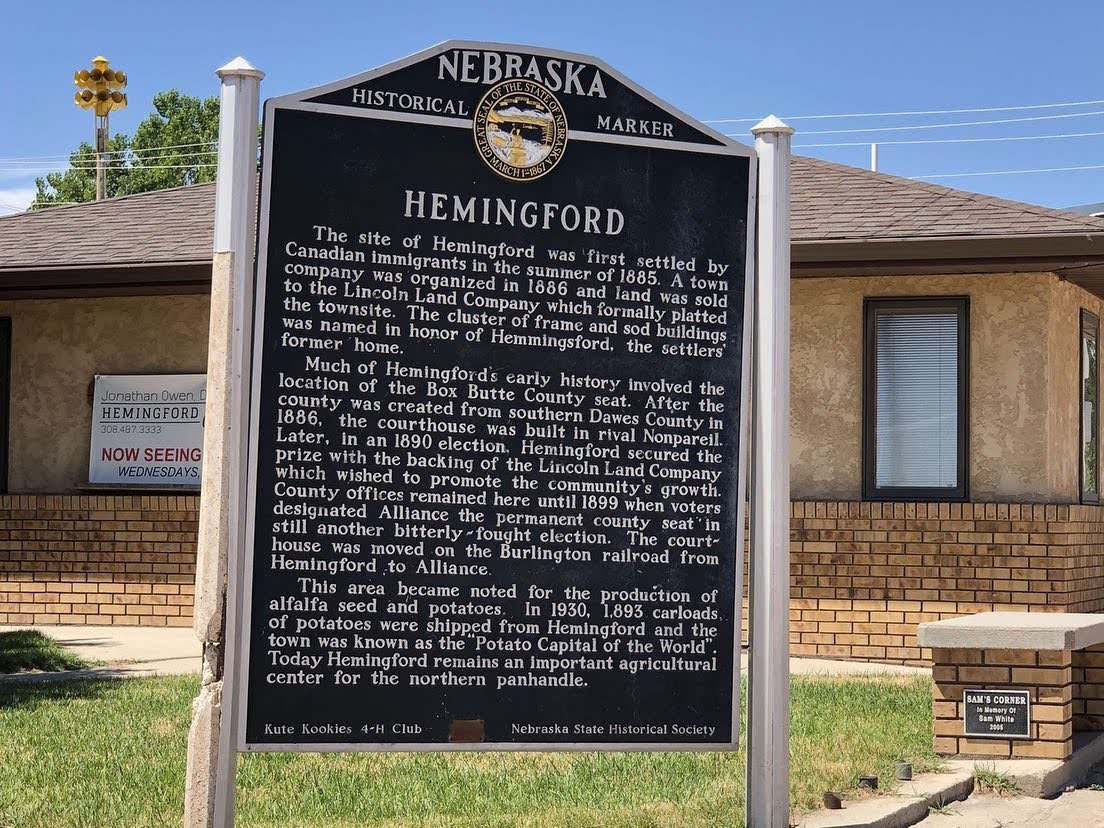 Hemingford historical marker, Hemingford, Nebraska Hemingford historical marker, Hemingford, Nebraska