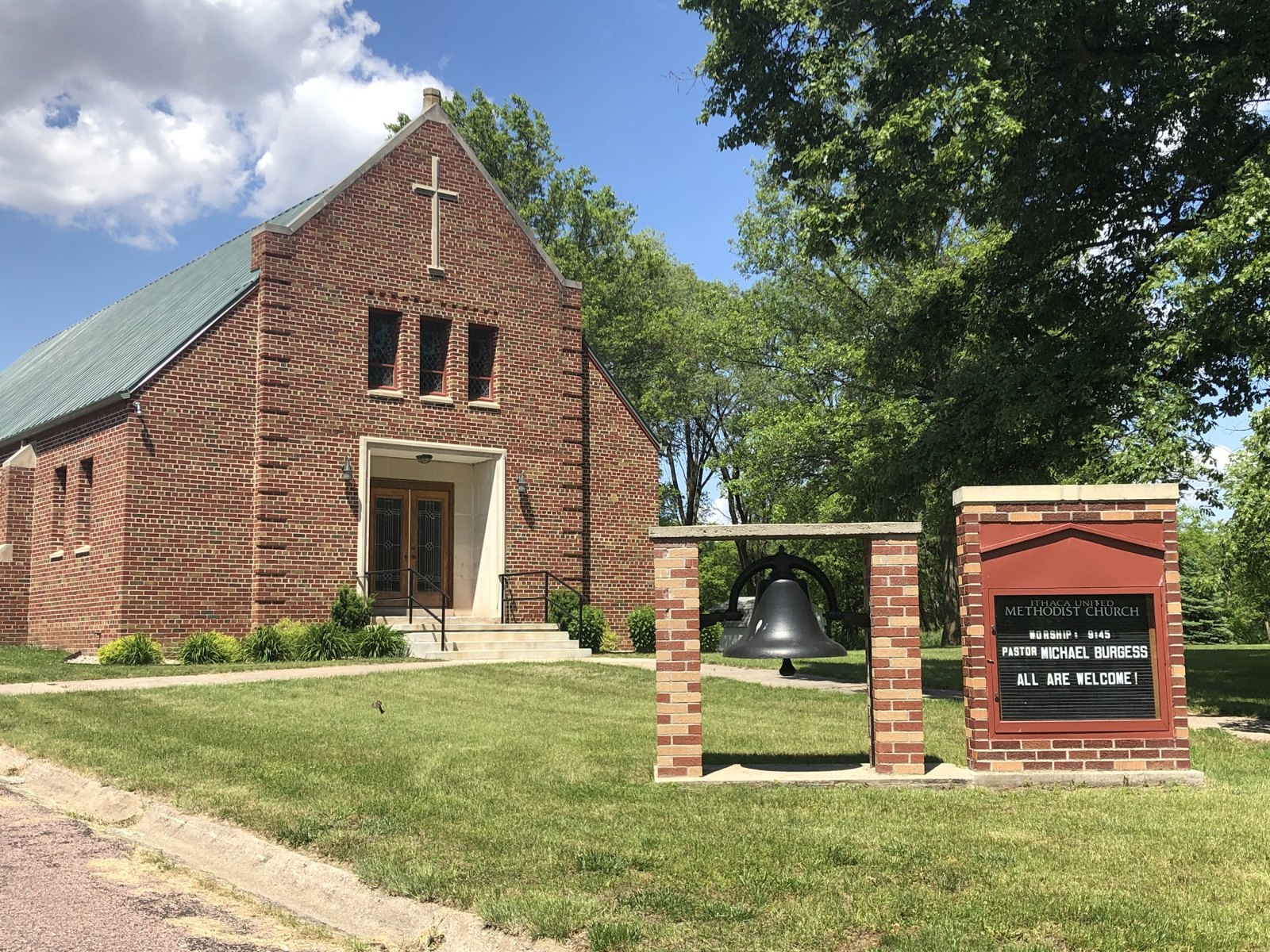 Church and bell, Ithaca, Nebraska