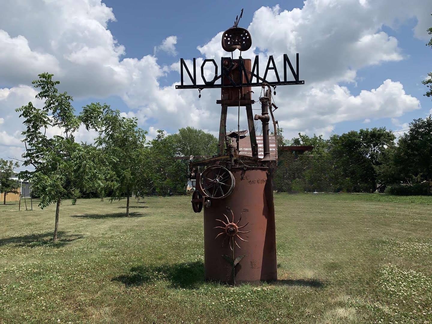 Town sign sculpture, Norman, Nebraska Town sign sculpture, Norman, Nebraska