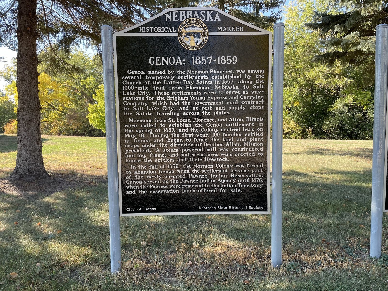 Pawnee and Genoa 1857–1859 Historical Markers