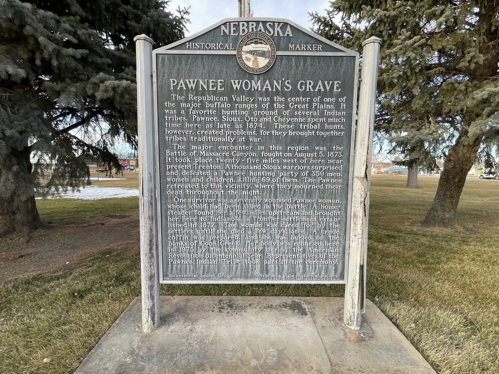 Pawnee Woman’s Grave Historical Marker Pawnee Woman’s Grave Historical Marker