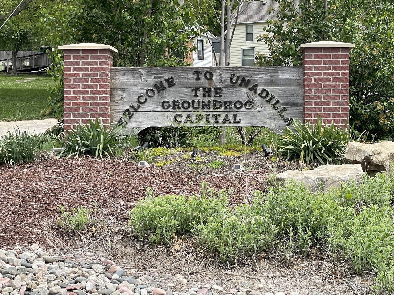 Groundhog Capital welcome sign, Unadilla, Nebraska
